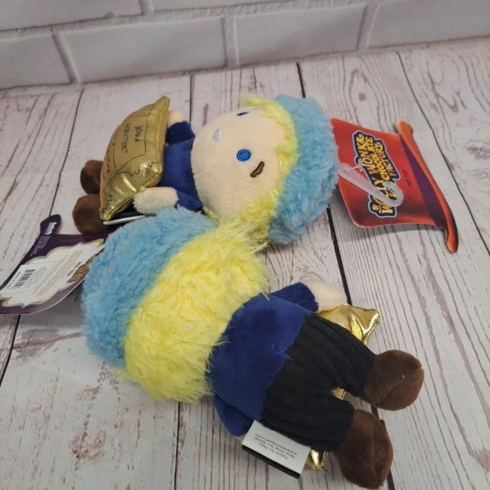 Willy Wonka Chocolate Factory Golden Ticket Boy Pet Toy Squeaker Plush, Lot Of 2